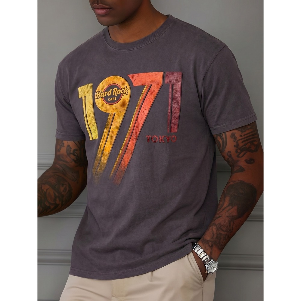 Hard Rock Cafe Heritage 1971‎ Yankee Stadium Graphic T-Shirt Medium Grey Exc
